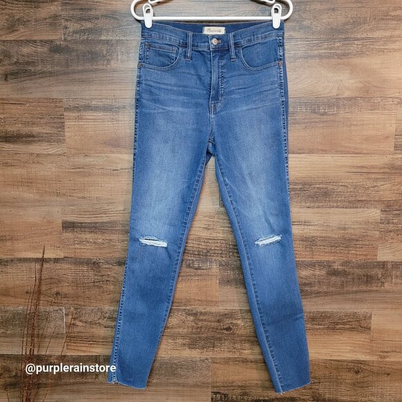 Madewell Jeans 28 Roadtripper 10" Skinny J7937 Tummy Control Raw Hem Stretch - Picture 1 of 13